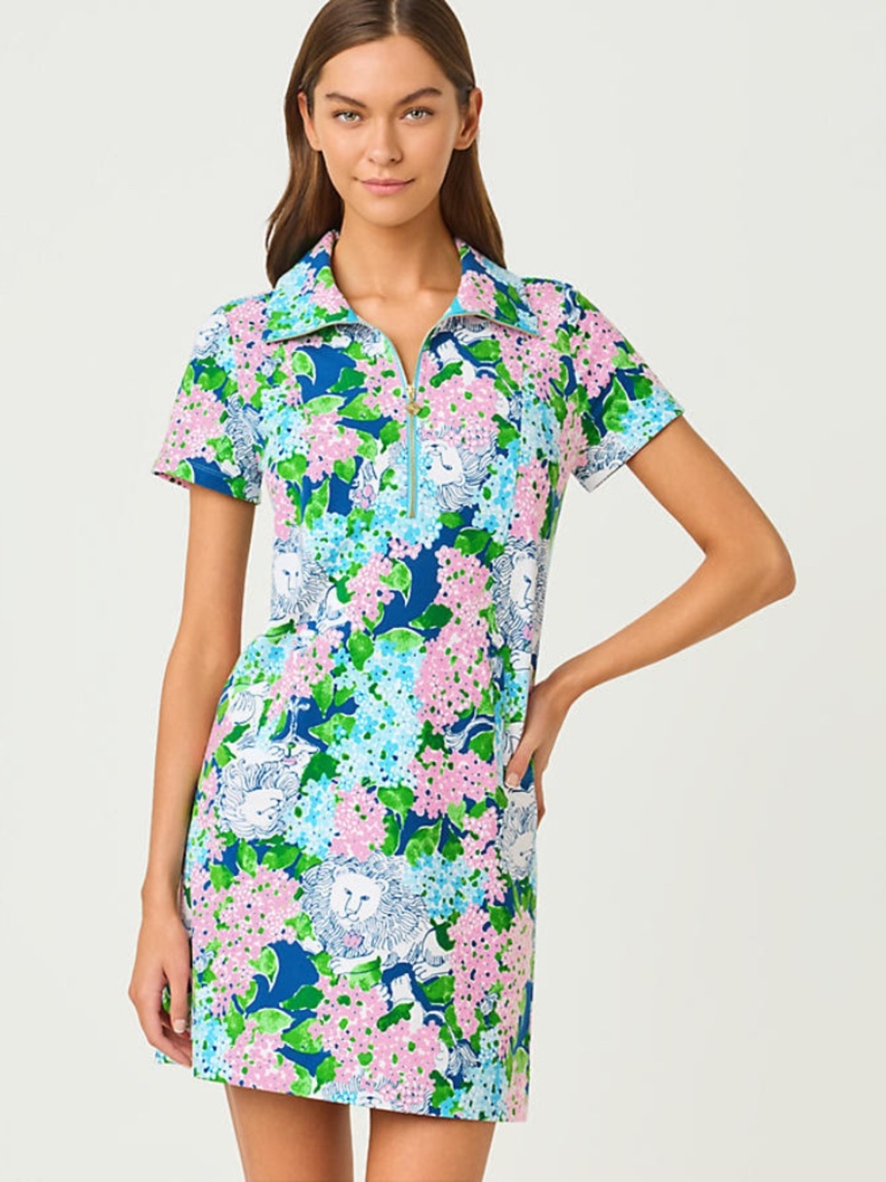 Lilly Pulitzer UPF 50+ Eleni Dress - Size M - NWT Starlight Navy Lydia the Lion